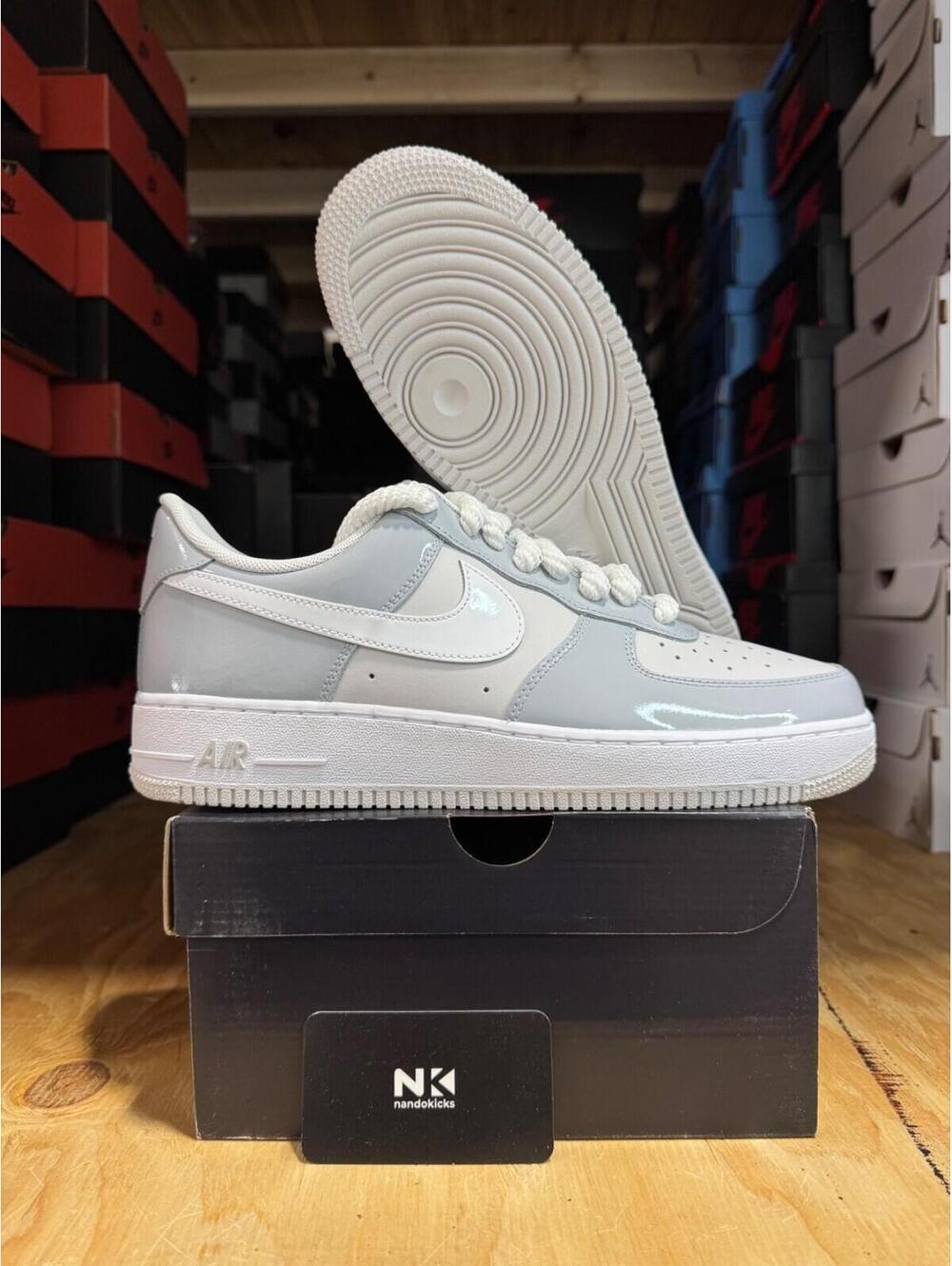 Nike Air Force 1 '07 LV8 'Wolf Grey Patent' MENS SIZE 11.5